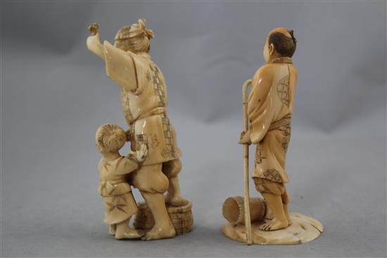 Three Japanese ivory groups, late 19th / early 20th century. 11.5cm.